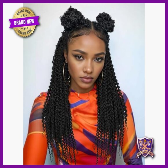 Full Double Lace Braided Wig Pre Plucked Senegalese Twist Curly main image 6